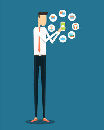 business working online on mobile applicationのイラスト素材