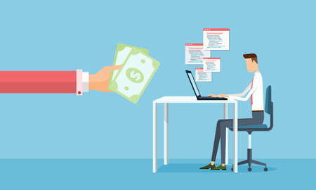 business working and making earnings from business onlineのイラスト素材