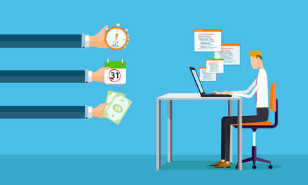 businessman working on line making earnings to businessのイラスト素材