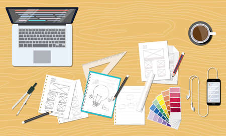 web and graphic creative design layout workspaceのイラスト素材