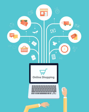business online shopping .social media network connectionのイラスト素材