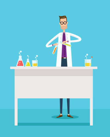 Scientists experiment research in laboratory labのイラスト素材
