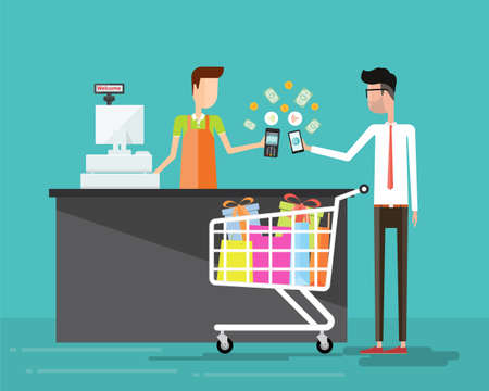 mobile wallet and mobile payment conceptのイラスト素材