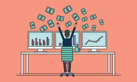business people earning for sale on line concept .business successes .people business on monitor