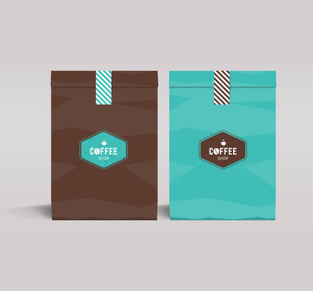 two color paper packaging mock up. coffee shop and restaurant.のイラスト素材