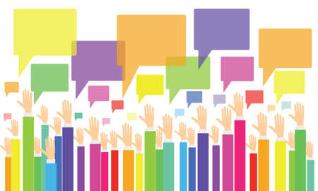 business vote.business opinion and comment .business people brainstorming .colorful business handのイラスト素材