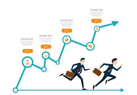 two business man competitive with business on info graph. infographicのイラスト素材