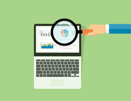business analytic graph in tablet device concept .and business report on dashboard monitor conceptのイラスト素材