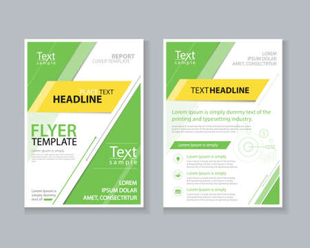 green two pagge brochure, flyer ,report Layout design template, and cover design for businessのイラスト素材