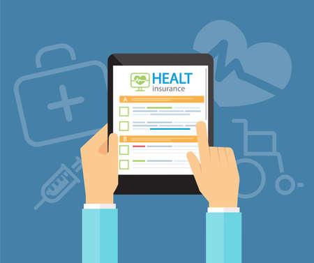 health insurance on tablet mobile application conceptのイラスト素材