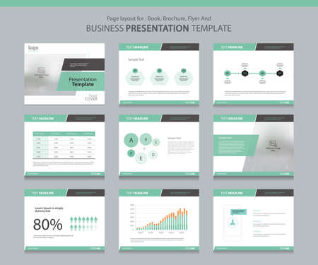 Page layout design template for business presentation page with page cover background design and infographic elements designのイラスト素材
