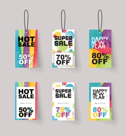 vector set of color full price and sale tags designeのイラスト素材