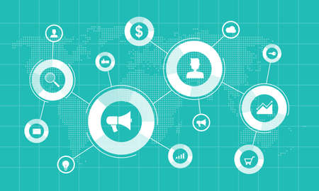 business internet marketing online connection concept and business on social network background conceptのイラスト素材