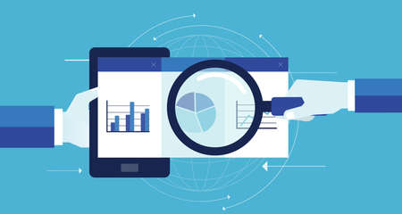 flat vector for business marketing analytic graph report on mobile device and business investment analytic and  planning conceptのイラスト素材