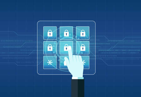 background technology internet cyber security design concept and data security conceptのイラスト素材