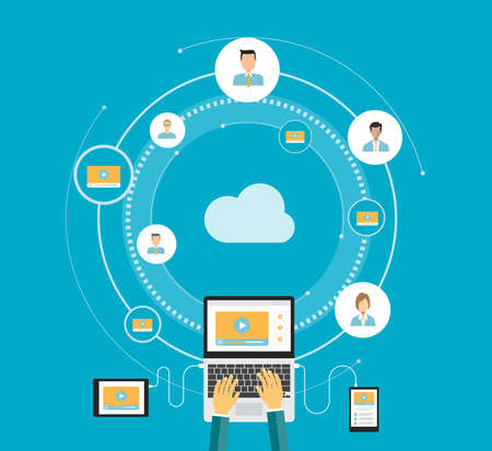 flat vector business video marketing content online conceptのイラスト素材