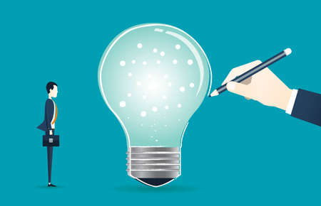 flat design concept for creative business thinking and business assignment ideaのイラスト素材