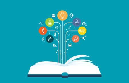 flat design for business learning and education conceptのイラスト素材