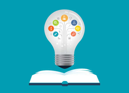 flat design for business learning and education conceptのイラスト素材