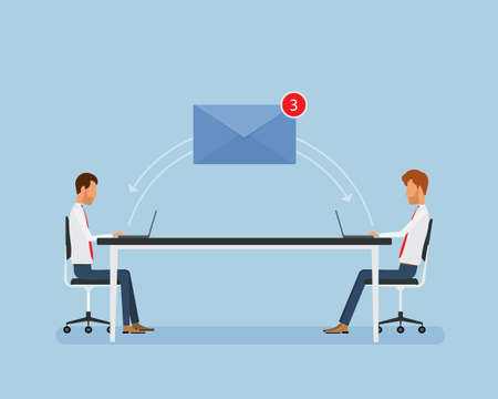 Flat business people working online and business email marketing conceptのイラスト素材