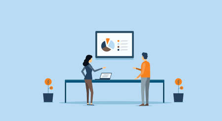 business teamwork on monitor report conceptのイラスト素材