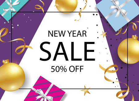 happy new year sale off banner design templateのイラスト素材