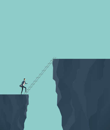 Flat vector concept for business finance investment risk with businessman cross the cliff concept.のイラスト素材