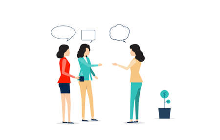 flat vector group business women talking conceptのイラスト素材