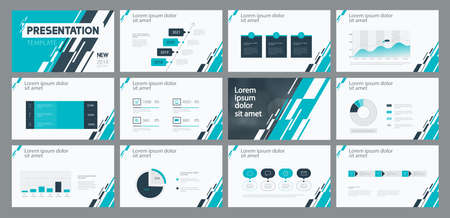 Business presentation template design and page layout design for brochure, annual report and company profile, with info graphic elementsのイラスト素材