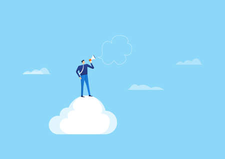 cloud technology for online business  concept with businessman stand on cloud concept and