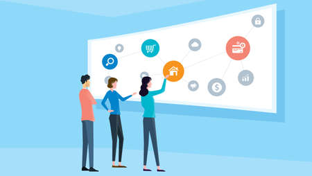 flat business team working and business concection concept