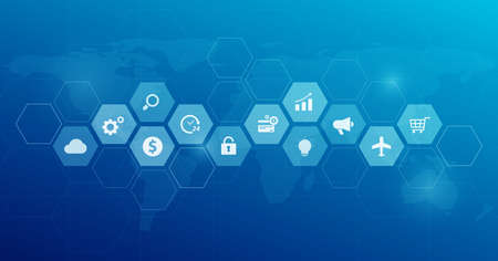 Web banner design for global business financial online connection network concept