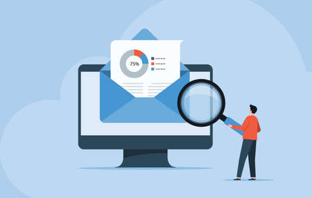 flat business people read and research email conceptのイラスト素材