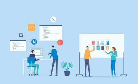 web developer and software development team working concept