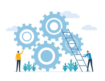 Business process concept and business team working meeting for project brainstorming with developer creative planning management conceptのイラスト素材