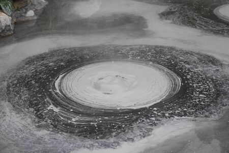 Close up of mud bubble in Shaven head Hell (Oniishibozu Jigoku) in mud pool. One of Hell of beppu, Kyushu, Japanの写真素材