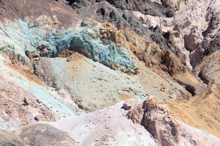 Artist's Drive in Death Valley National Park,Â California, United States. Close up of Artist's Palette. It is an area on the face of the Black Mountains noted for a variety of rock colorsの写真素材