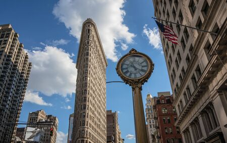 New York City, USA - 1 June 2017 : Flatiron Building ( Fuller Building) in Manhattan. It is a triangular steel-framed landmarked building located at Fifth Avenueのeditorial素材