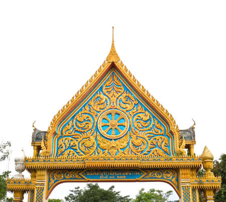 Thai carvings on the gate of the templeの写真素材