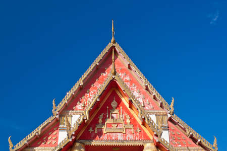 Gable of the church is decorated statues and carvings.の写真素材