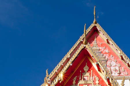 Gable roof of the church, carved with beautiful patternsの写真素材