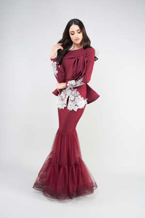 Beautiful female model wearing Malaysia traditional cloth or dressの写真素材