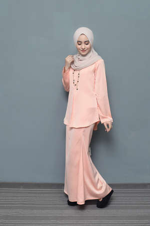 Hijab Fashion.Cute asian girl wearing hijab.の写真素材