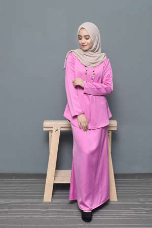 Hijab Fashion.Cute asian girl wearing hijab.の写真素材