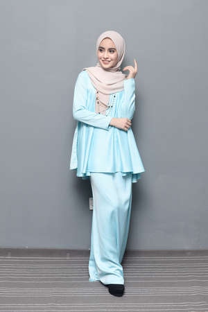 Hijab Fashion.Cute asian girl wearing hijab.の写真素材