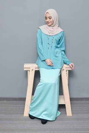 Hijab Fashion.Cute asian girl wearing hijab.の写真素材