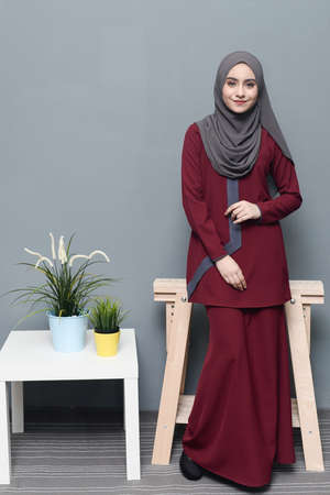 Hijab Fashion.Cute asian girl wearing hijab.の写真素材