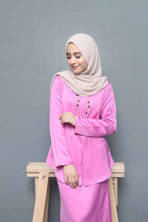 Hijab Fashion.Cute asian girl wearing hijab.の写真素材