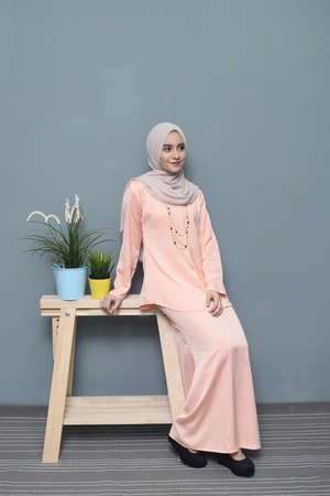 Beautiful Muslim girl wearing hijab.Hijab Fashion.の写真素材