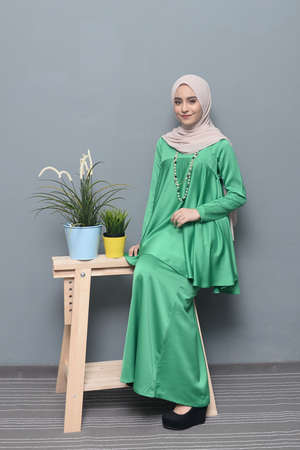 Beautiful Muslim girl wearing hijab.Hijab Fashion.の写真素材